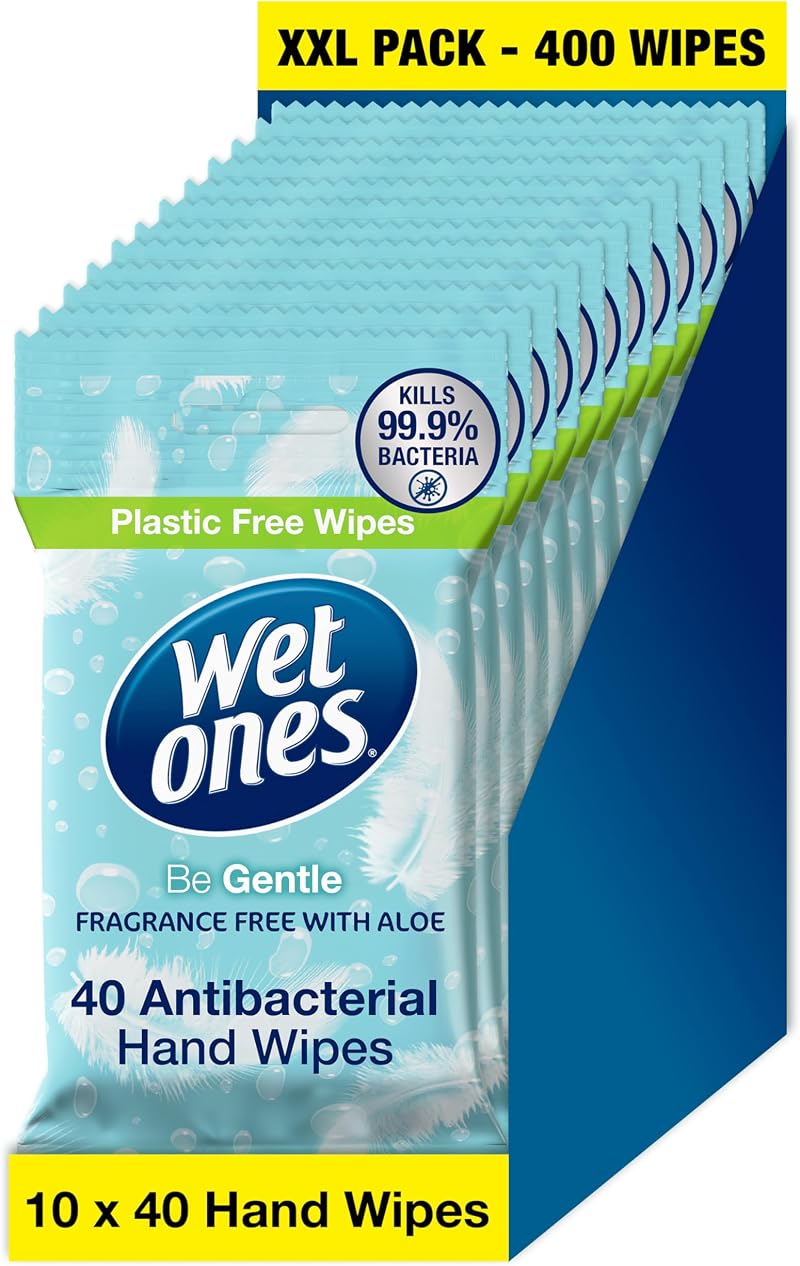 Wet Ones Be Gentle Plastic Free Antibacterial Hand Wipes 400 Total