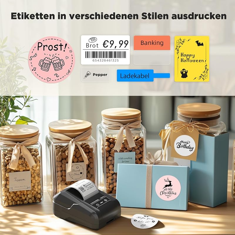 T50M Pro Etikettendrucker Bluetooth mit 1 Rolle breiten Etiketten
