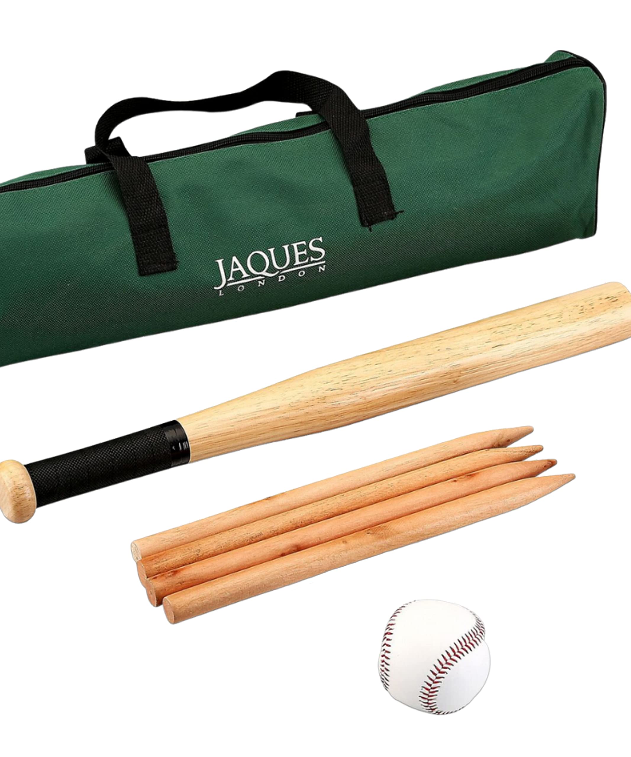 Jaques of London Rounders Set Premium Set for Adults and Kids | With Safe Play Rounders Bat and Ball | Premium Rounders Kit | Great for Outdoor Games with the Family | Since 1795