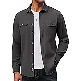 PJ PAUL JONES Mens Casual Shacket Cotton Twill Lightweight Jackets Button Down Shirt Jacket with Pockets