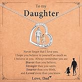 Daughter Gifts from Dad, Valentines Gifts for Daughter Kids Teen Girls, Heart Pendant to My Daughter Necklace from Dad, Christmas Easter Basket Stuffers Graduation Birthday Gifts for Teenage Girls