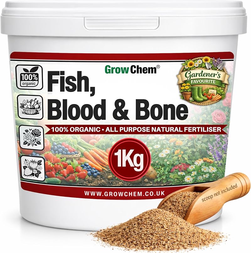 Grow Chem Fish Blood & Bone Fertiliser 1KG Bucket Multi-Purpose