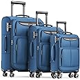 SHOWKOO Luggage Sets 3 Piece Softside Expandable Lightweight Durable Suitcase Sets Double Spinner Wheels TSA Lock Sky Blue (20in/24in/28in)
