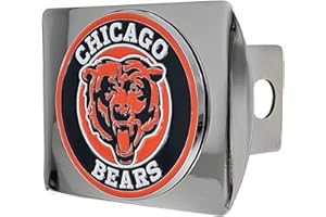 NFL Chrome Metal Hitch Cover with 3D Colored Team Logo by FANMATS - Unique Roundel Molded Design - Easy Installation on Truck, SUV, Car - Ideal Gift for Die Hard Football Fans