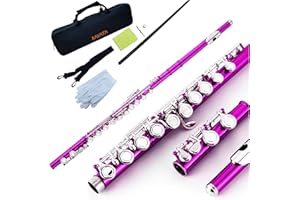 KAYATA C Flute (Pink) – Closed Hole, 16-Key Flute with Offset G Split E Mechanism | Deluxe Lightweight Canvas Case with Shoulder Strap, Cleaning Cloth, Joint Grease & Gloves