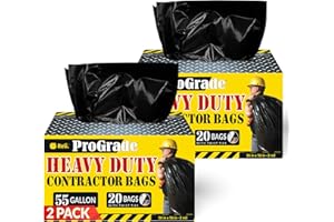 Reli. Contractor Garbage Bags 55 Gallon | 40 Trash Bags | Heavy Duty | Black Contractor