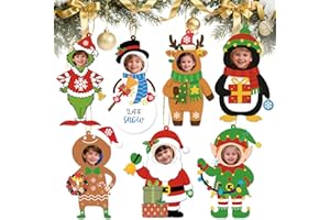 VABAMNA 28 Pack Christmas Picture Frame Craft Kit for Kids, Christmas Character DIY Photo Frame Paper Crafts Gingerbread Snowman Hanging Ornaments for Xmas Tree Winter Holiday Art Home Classroom Activities
