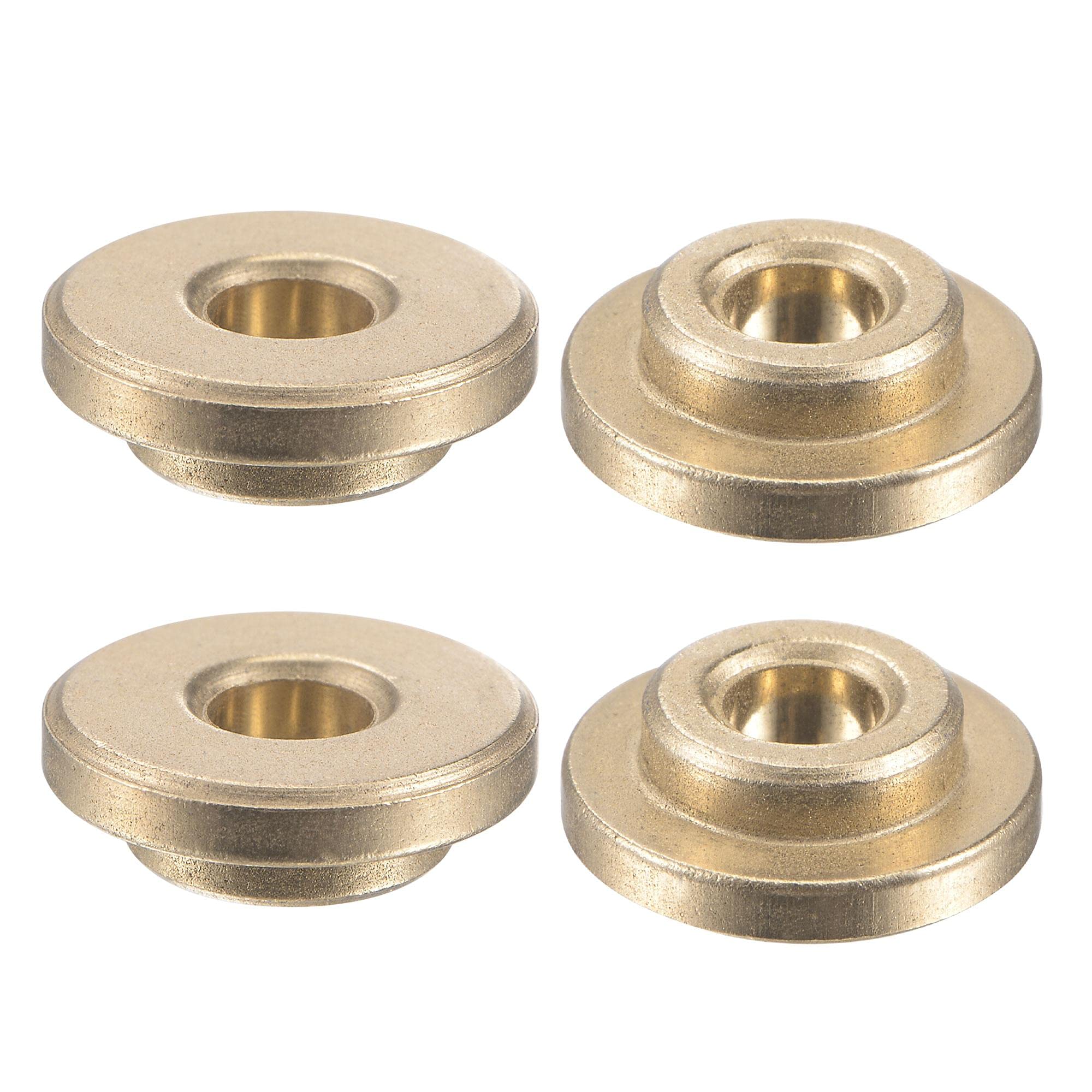 sourcing map Flange Sleeve Bearings 4mm Bore x 8mm OD x 4mm Length Plain Bearing, Sintered Bronze Self Lubricating Bushing Reduce, 4 Pcs