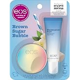 eos Flavor Lab Secret Menu Gift Set - Brown Sugar Boba Lip Scrub Exfoliator &amp; 24H Moisture Super Balm, Limited-Edition Lip Treatment, Nourishing, 2-Pack