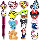 Garetheora 12Pcs Cute Cartoon Animal Focal Beads for DIY Pens, Keychain, Jewelry (Cartoon-B)