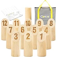 Gorock Numbered Block Toss Game, Wooden Bowling Throwing Game Set with Scoreboard & Carrying Bag, Giant Outdoor Backyard Lawn
