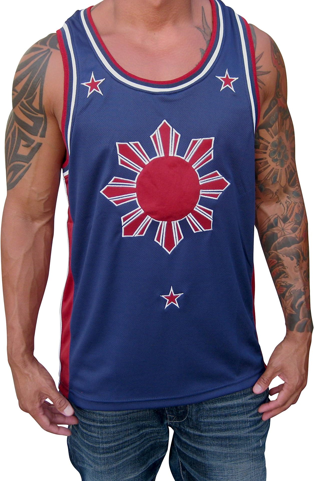Soldier Tanks Blue Red Filipino Basketball Jersey Tank Top Philippines Pinoy Pride