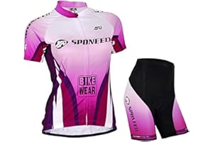 sponeed Women Bike Clothes Fashion Cycling Jersey and Shorts Set 3D Gel Short Sleeve