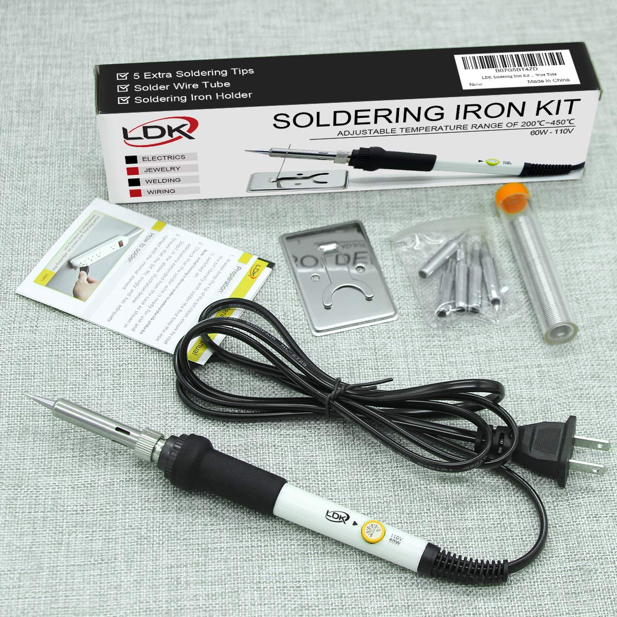 LDK Soldering Iron Kit Electric 60W 110V Adjustable Temperature
