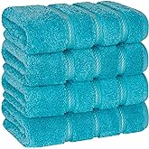 American Soft Linen Luxury Hand Towels for Bathroom, 600 GSM Heawy Weight 16x28 Size 100% Cotton Turkish 4 Piece Hand Face Towel Set, Aqua Blue Hand Towels