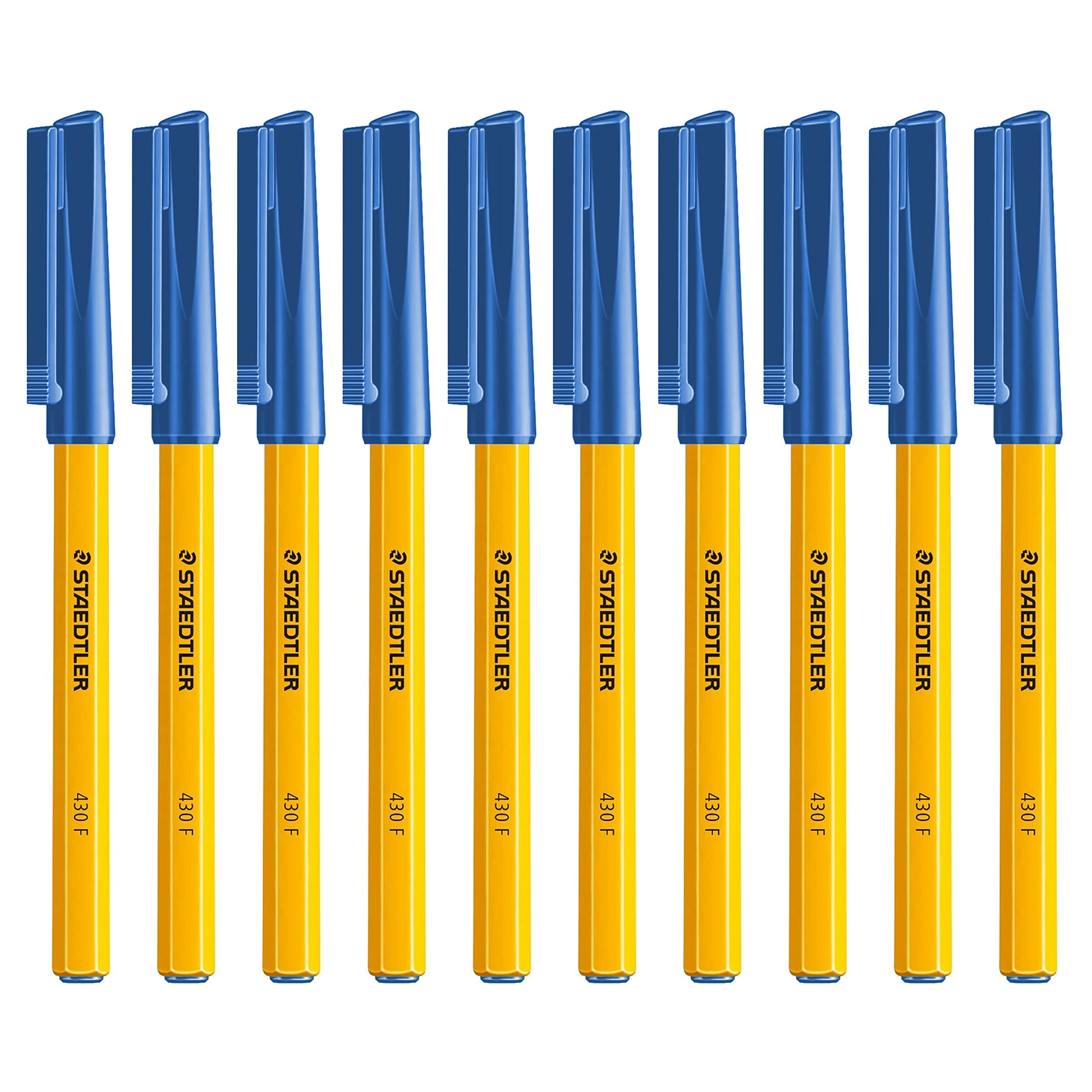 STAEDTLER Fine 0.3mm 430 F Stick Ballpoint Pens Writing Pen Smooth - Blue Ink (10) โ image 1