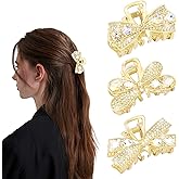 Vovii 3Pcs Sparkling Rhinestone Claw Clips for Women Girls, Glitter Diamond Crystal Clips for Bling Hair Accessories