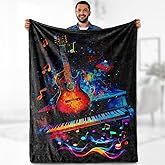 Aimego Guitar Music Gifts Blanket - Rock Musical Throw for Guitar Players Women Men Enthusiast Band Singer Art Theme Birthday Christmas Lightweight Blanket 50"x60"
