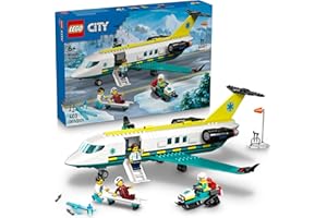 LEGO City Emergency Air Ambulance Airplane Building Toy for Kids - Pretend Play Rescue Airplane Model for Boys & Girls, Ages 6+ - Building Blocks W/Hero Minifigures - Gift Idea for Birthdays - 60465