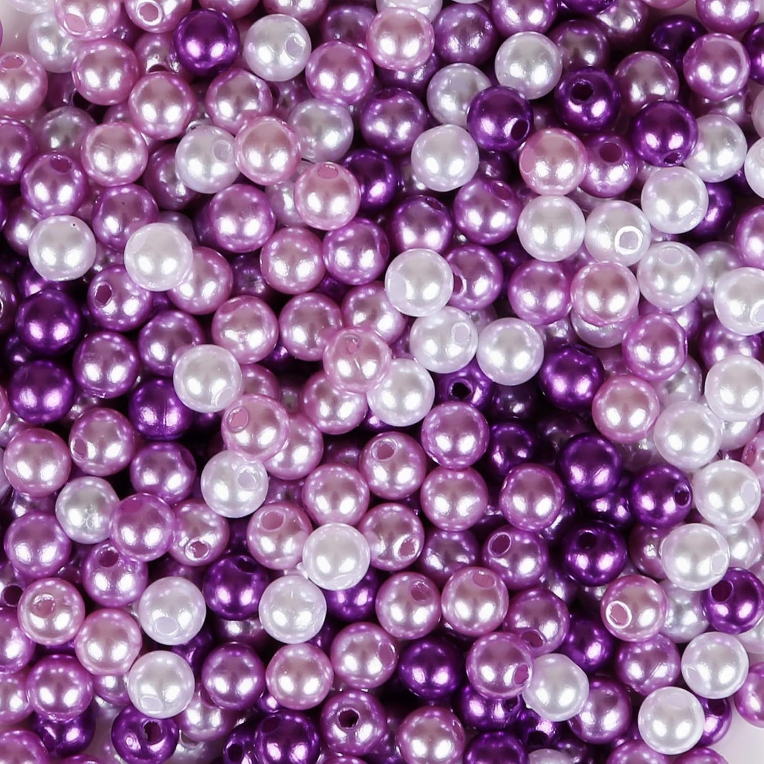 Vase Fillers - Naler 500pcs 6mm Pearl Beads for DIY Jewelry Making Vase Fillers Table Scatter Wedding Birthday Party Home Decoration, 4 Colors (Purple and White Theme)