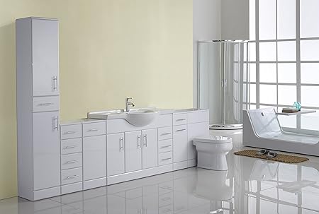 2750mm White Gloss Fully Fitted Bathroom Furniture Combination Set