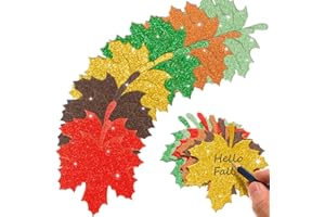 FOBSME 240 Pcs Fall Maple Leaves Cutouts Glitter Paper Maple Leaf Colorful Leaf Bulletin Board Decoration Single-Sided Glitter Paper Leaf Die Cuts for Thanksgiving Autumn Harvest Party Decorations,3.9x3.4
