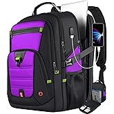 Z-MGKISS 52L Travel Backpack for Women, Large Waterproof Anti-Theft Backpack 17.3 Inch with USB Port, TSA-Approved Daypack, Gifts for Women Teacher Business College, Purple