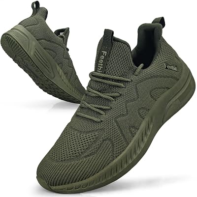 Feethit Men Running Shoes Breathable Lightweight Training Trainers Green UK11