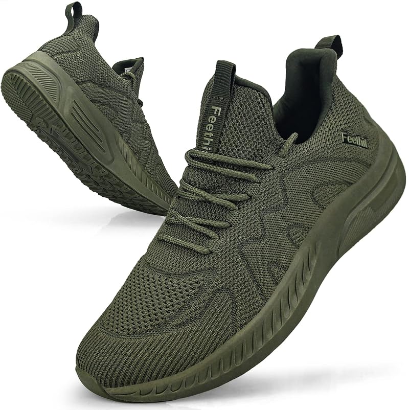 Feethit Men Running Shoes Breathable Lightweight Training Trainers Green UK11