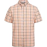 Alex Vando Mens Button Down Shirts Wrinkle Free 4-Way Stretch Short Sleeve Business Casual Shirt