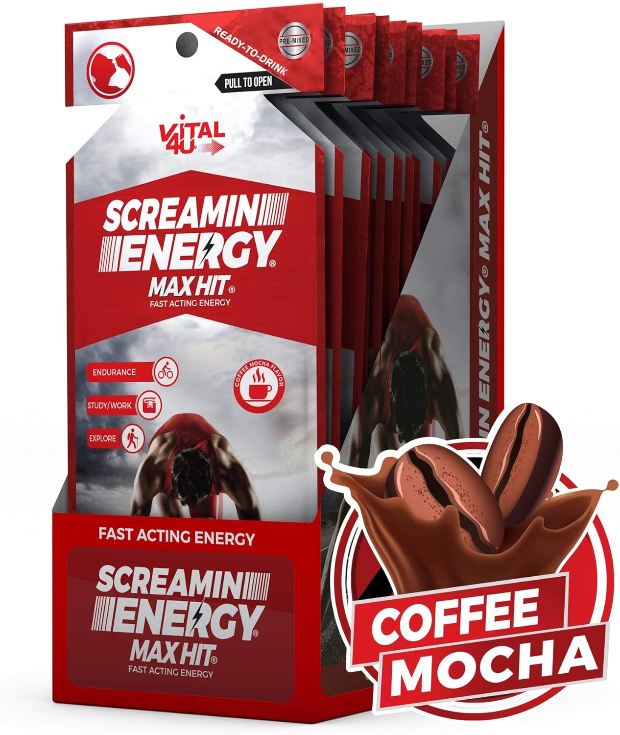 Screamin Energy Max Hit/Ultra Combo Pack - Energy Shots for Endurance and Performance with Caffeine, Panax Ginseng Extract, and Vitamins - 24 Count: Health & Personal Care