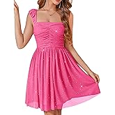 Wedtrend Sparkly Homecoming Dresses for Teens Ruffle Strap 80s Dress Short Cocktail Dresses