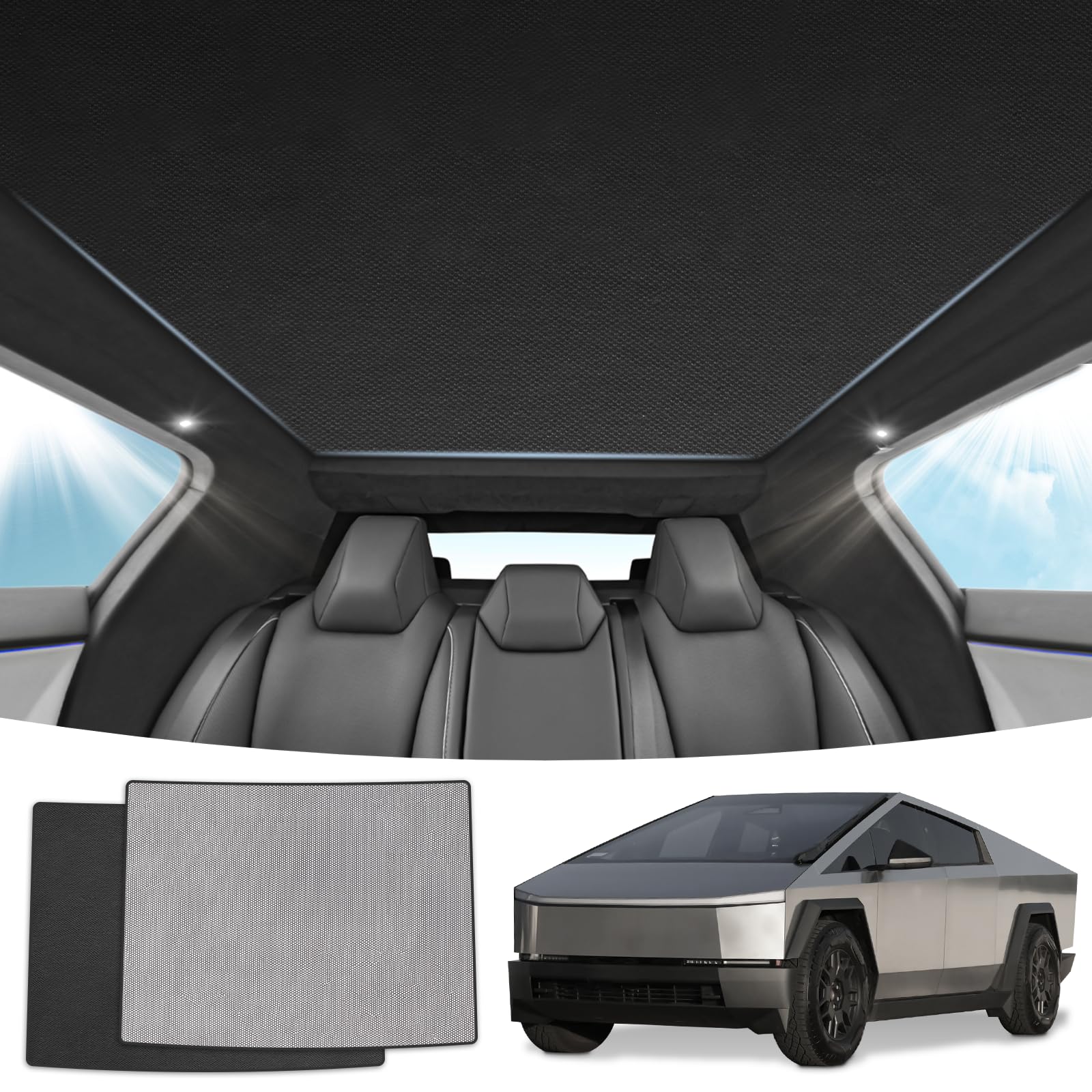 Photo 1 of 2025 Upgraded Sunshade Top Window for Tesla Cybertruck Foldable No Gaps Nano Ice Crystal Cooling Sun Protection Against UV Rays and Thermal Insulation Non-Collapsing for Cybertruck Accessories
