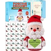 Emotional Support Advent Calendar 2026 Crochet with 24 Affirmation Cards | Handmade positive crochet Santa with 24 positive cards, 3.9 in. soft Mini desk companion, idea christmas gift for teen women