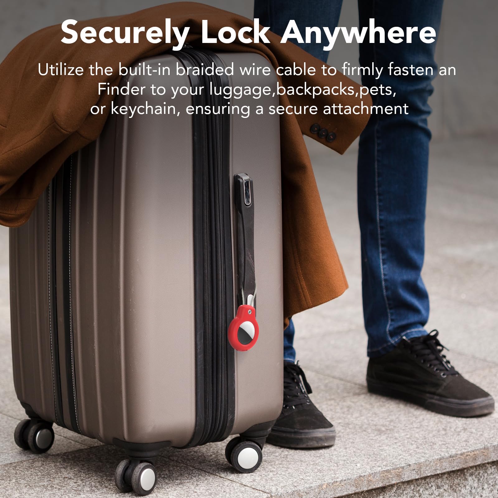 SPGUARD 4 Stück AirTag Hülle(1 st/2nd Generation) Kompatibel mit Apple AirTag Schlüsselanhänger, Air Tag Anhänger Secure Halter mit Kabel, AirTags Lock Case für Schlüssel, Gepäck, Rucksäcke & mehr 5