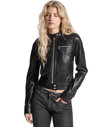 Michael Kors Women's Leather Moto Jacket, Black, XS at Amazon
