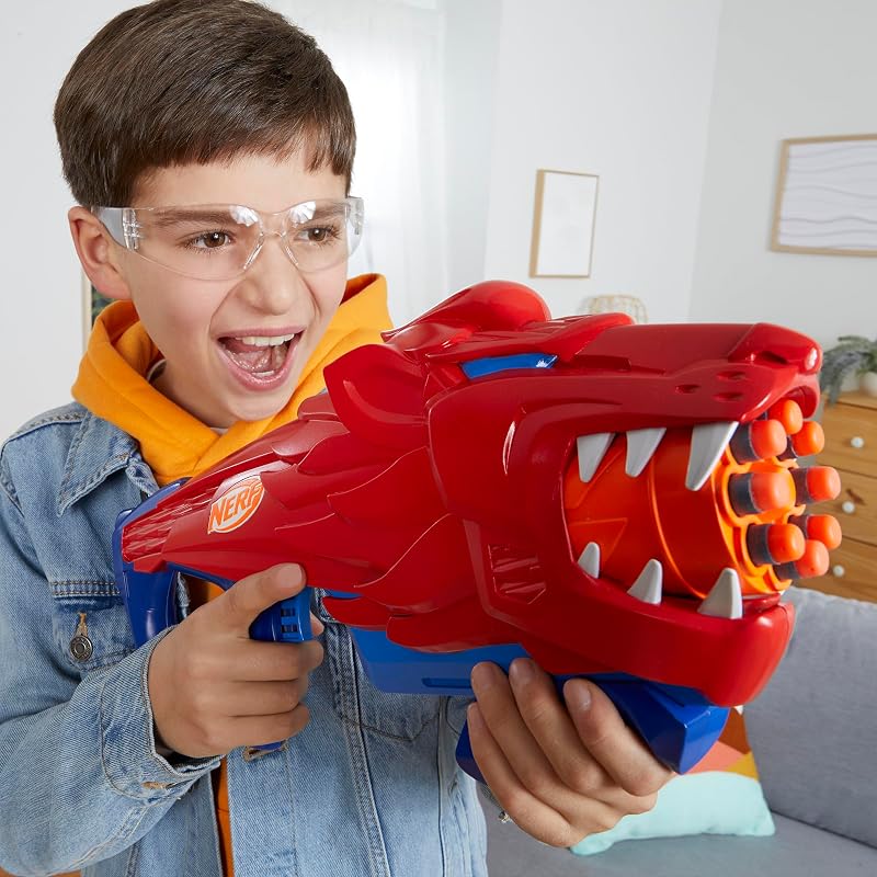 Junior Wild Lionfury, Easy Play Dart-Blaster, 16 Nerf Elite Darts als Munition, Nerf Blaster Löwen-Spielzeug, Outdoor Spielzeug für Jungen ab 6 Jahren