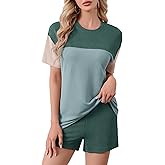 ETOSELL Women's Summer 2 Piece Outfits Lounge Matching Set Short Sleeve Top and Shorts with Pockets Travel Vacation Outfit