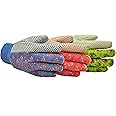 G & F Products 1852-3 Women Soft Jersey Garden Gloves, Women Work Gloves, 3-Pairs Green/Pink/Blue per Pack
