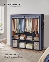 SONGMICS Clothes Wardrobe Portable Closet Garment Rack 4 Hanging Rails 4 view 3