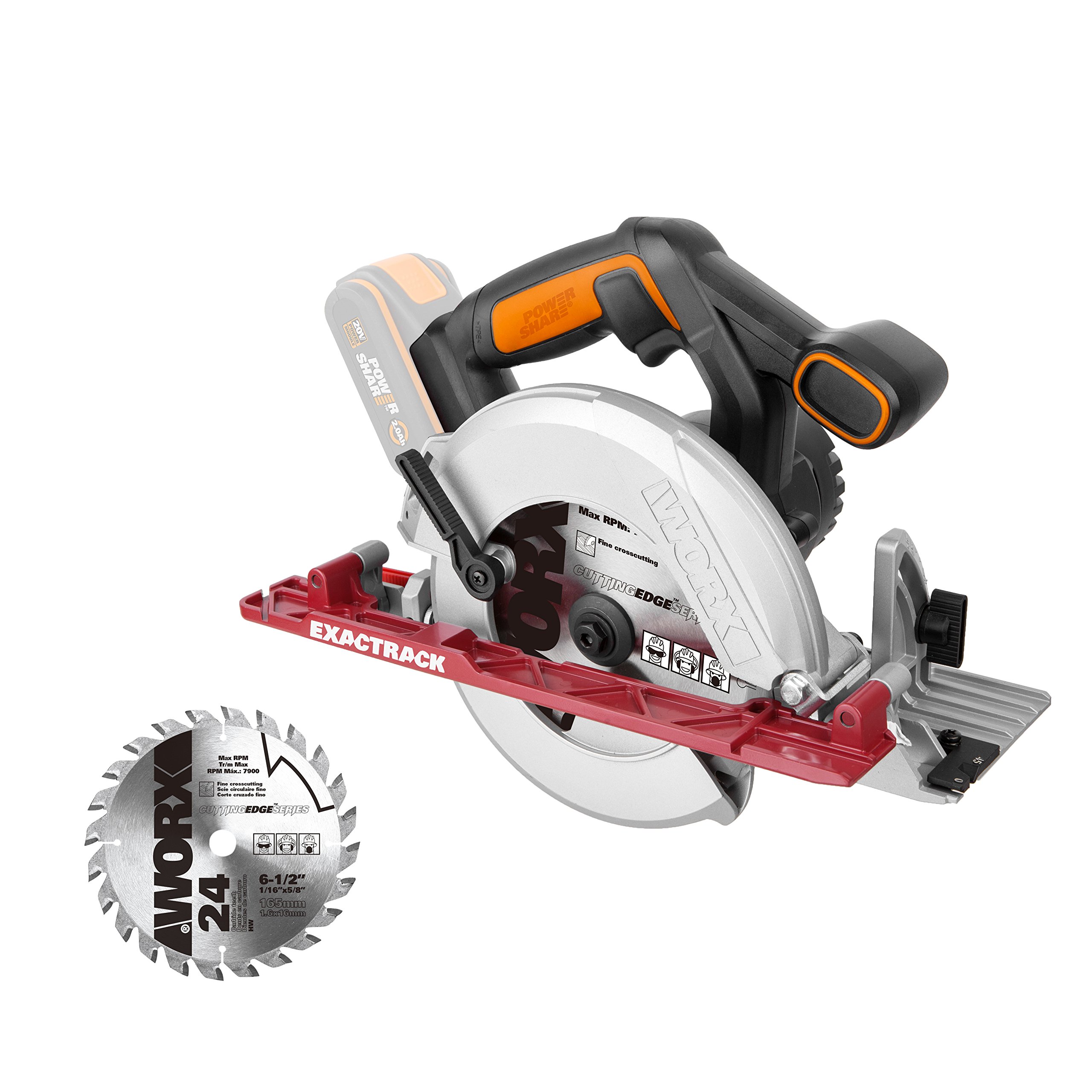 WORX WX530.9 EXACTRACK 18V 20V MAX Cordless Circular Saw - (Tool Only - Battery & Charger Sold Separately)