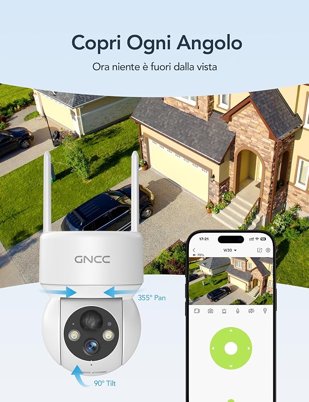 Telecamera Wi-Fi Esterno Senza Fili con Pannello Solare, 2PCS — foto 3 di 8