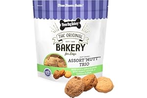 Three Dog Bakery Assort Mutt Cookie Trio, Soft Baked Treats for Dogs, Three Flavor; Oatmeal and Apple, Peanut Butter, and Vanilla, 3 Pound Bulk Resealable Pack
