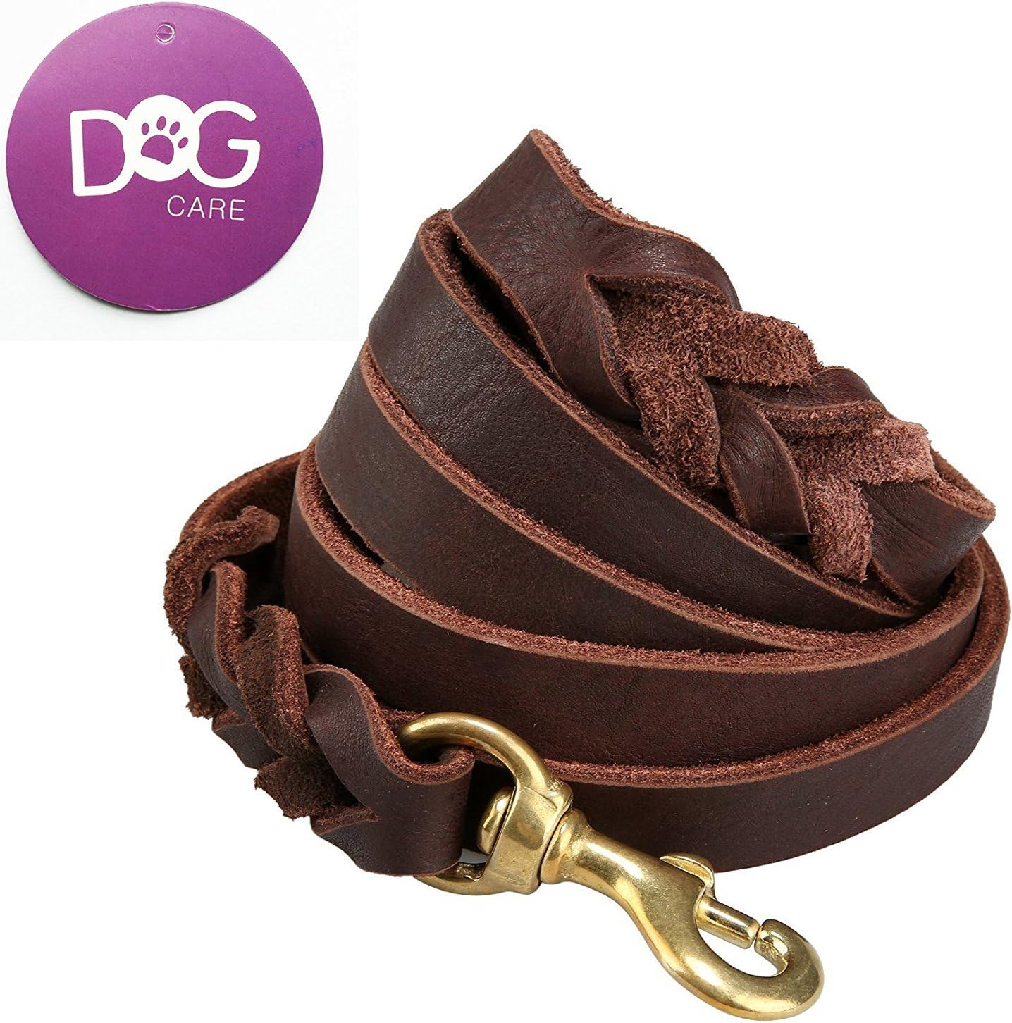Dog Care Training Lead Handmade Braided 8 Foot Leather Pet Leash, Burgundy