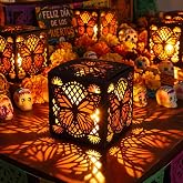 Glenmal 30 PCS Day of the Dead Decorations Lanterns Boxes, Hollow Butterfly | Dia De Los Muertos Monarch Butterfly Luminary Candle Boxes, Paper Hollow Lantern, For Altar, Mexican Fiesta, Halloween Decor