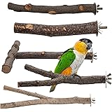 EBaokuup 5PCS Bird Parrot Perch Stand Set - Natural Wood Bird Parrot Stand Branches Fork Perch Rod Stand for Small Parakeets 