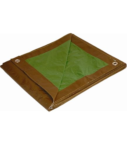 8x16 Multi-Purpose Brown/Green Medium Duty Dry Top Poly Tarp (8