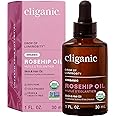 Cliganic Organic Rosehip Oil for Face, 100% Pure | Natural Cold Pressed Unrefined Carrier Seed Oil for Skin Hair & Nails | Ce