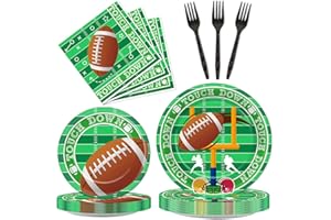 QYEAHKJ 100pcs Football Party Plates and Napkins Tableware Set for 25 Guests Football Birthday Party Dinnerware Supplies Favors Decorations for Boys Kids Sports Fans Events