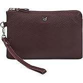 Wristlet Wallet for Women Real Leather Purse & Clutch for Mobile Keys Coins with Credit Card Slots in Gift Box (Burgundy Nappa)